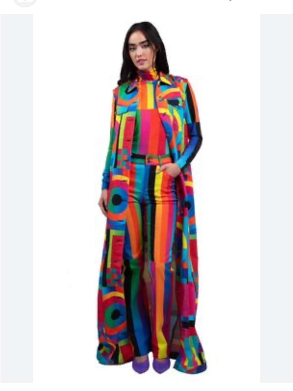 Groovy Colorful Geometric Maxi puffer vest Dress new - Picture 3 of 8
